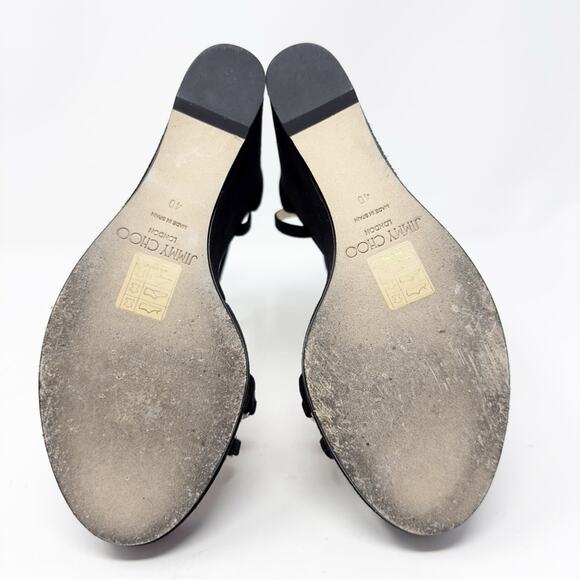 Jimmy Choo Black Suede Bing Wedge Sandals Size 40 - Picture 10 of 11